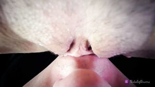 POV Closeup Licking Creamy Snatch and Clitoris.Real Throbbing Squirt Climax
