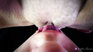 POV Closeup Licking Creamy Snatch and Clitoris.Real Throbbing Squirt Climax