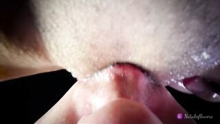 POV Closeup Licking Creamy Snatch and Clitoris.Real Throbbing Squirt Climax