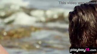 Tiny petite boobs brunette hair mother I'd like to fuck takes off her hot bikini