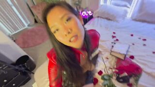 oriental sucking and riding large rod previous to date gets CREAMPIE