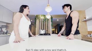 Stepmother receives unexpected sex in the kitchen with a giant inner spunk flow