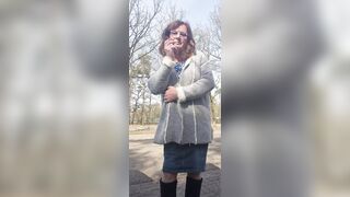 Enjoying a cigarette outside