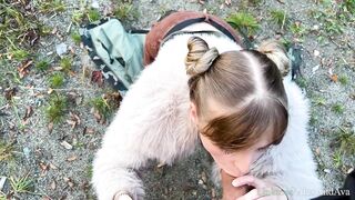 Hawt Nympho GF Gives Outdoor Fellatio and Gets Spunk flow Facial - Canadian Wilderness - AlexAndAva - 4K