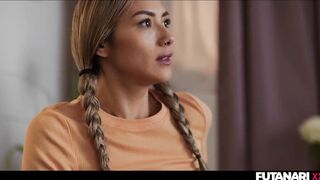 Futanari hotty screw and make hot mulatto squirt