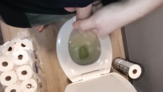 Frat hunk takes a standing urinate