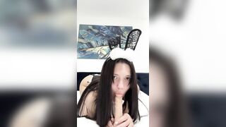 Youthful Easter Bunny Angel Masturbates on Daybed