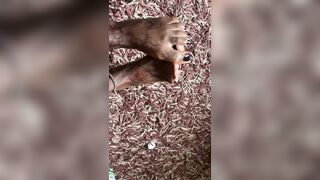 Hawt black hottie foot massage section