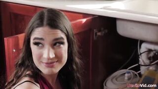 French housekeeper Candie Luciani gets her boss hard.Shes sucking his large ramrod.The stud fondled her natural titties.licks her booty previous to screwing her hard