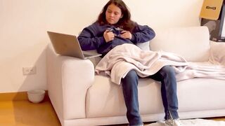 This chab surprises me from behind with his fingers unfathomable inside my juicy center and I come