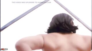 Erika: Marvelous Tiny Brunette hair Erika Stripping on the Terrace