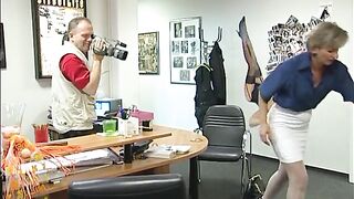 Golden-haired older gets doggystyled at the casting