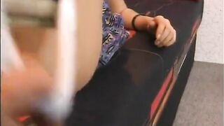 Cute brunette hair fisted and dildoed