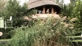 Golden-haired plump banging on the beach