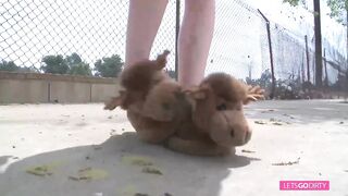 Retro golden-haired teen bang