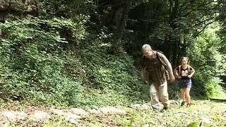 Messy old pig fucks a cute teen