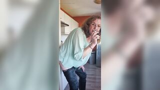 Enjoying my sex-toy whilst smokin'