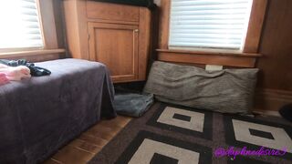 Daphne Dressing room tease ebony undies and change to a ebony petticoat