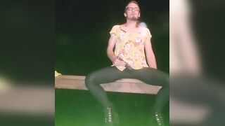 Outdoor sissy clitty play