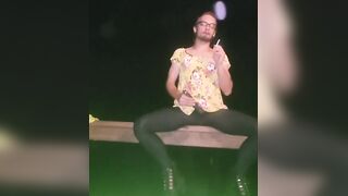 Outdoor sissy clitty play