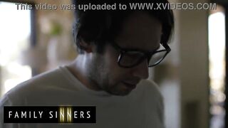 FAMILY SINNERS - Slim Brunette hair Uses Her Seductive Charm On Her Stepfather To End Their Intensive Argument