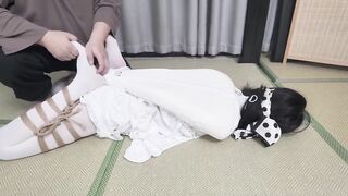 Xr24-a Hotty Wearing White Raiment and White Nylons Was Hung up and Servitude Tickling