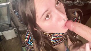 Sexually excited Brunette hair Smokin' and Riding Sextoy
