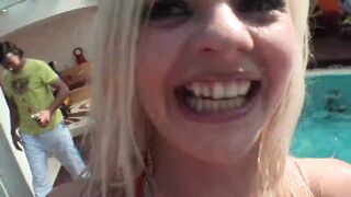 Wild Pool Party Fuckfest with Blondes Sucking Large Dongs