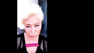 A camgirl wife furiously bangs herself with a sex toy in an armchair during the time that her writer spouse smokes on the balcony...))