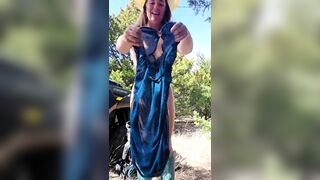 Redhead Trys on Sheer Underware Outside