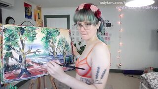 In nature's garb landscape painting stream