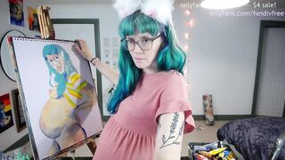9 Month Preggy Self Portrait Painting Show