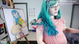 9 Month Preggy Self Portrait Painting Show