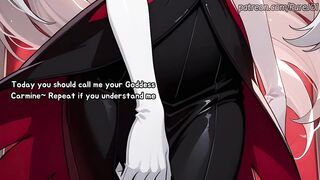 Carmilla Carmine caught her employee masturbating in the office (Vibrator JOI)