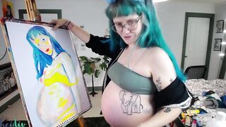 Painting a preggy self portrait