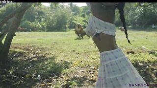 SANKTOR - BREASTY mother I'd like to fuck TEASES & MASTURBATES OUTDOORS