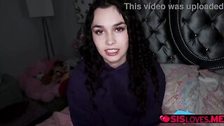 Stepsister Alina Voss kneels down to get a smack of her stepbros ramrod