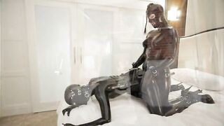 Latex lesbians and strapon