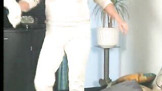 Golden-haired gilf wearing nylons whilst dildoing twat