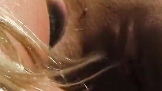 Supple Blond with Large Boobs Licks Her Own Vagina