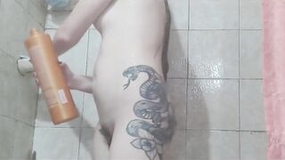 Taking a Shower and Putting a Soapy Anal Dilator in My Booty