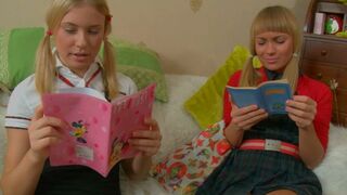 Pair of Hawt Blond Chicks Evelyn and Sandra Have a fun to Have Some Spicy Lesbo Pleasure