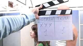 Bath action with petite bazookas brunette hair