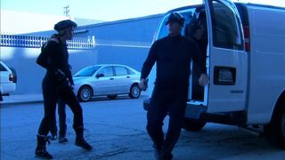 Large titted hottie gets drilled in the van