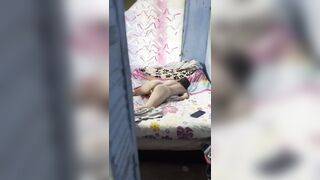 Colombian stepsister caught masturbating and rubbing her twat with the pillow