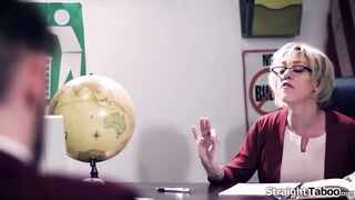 Four college guys team up against their breasty aged teacher Dee Williams.They get the large tit mother i'd like to fuck on her knees to suck 'em off in advance of they bang her