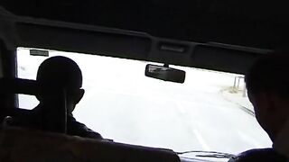 Golden-haired sweetheart gets plowed in the car in a three-some