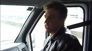 Golden-haired sweetheart gets plowed in the car in a three-some