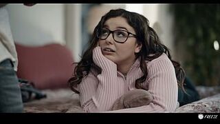 Stepdaughter Freeze Drilled - eighteen Year Old Bulky Leana Lovings Gets Cum In Throat From Stepdad