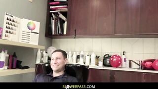 Salon Shenanigans: Brad's Unexpected Rencounter with a Sexy Stylist Leads to Kinky Thrills and a Surprising Trio with an Eavesdropping Spouse!